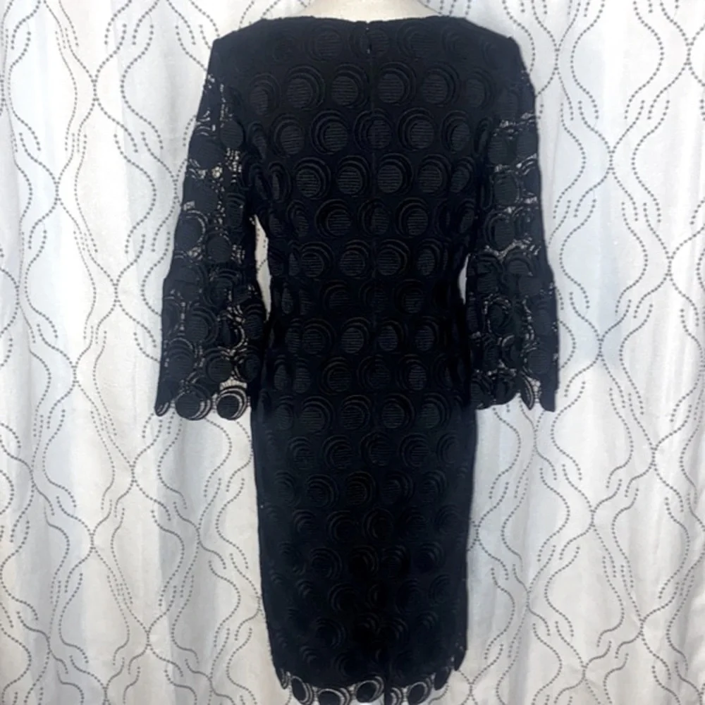 RSVP by Talbots Black Flounce-Sleeve Lace Dress - Picture 6 of 10